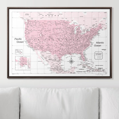 Push Pin USA Map: Pink (Pins Included)