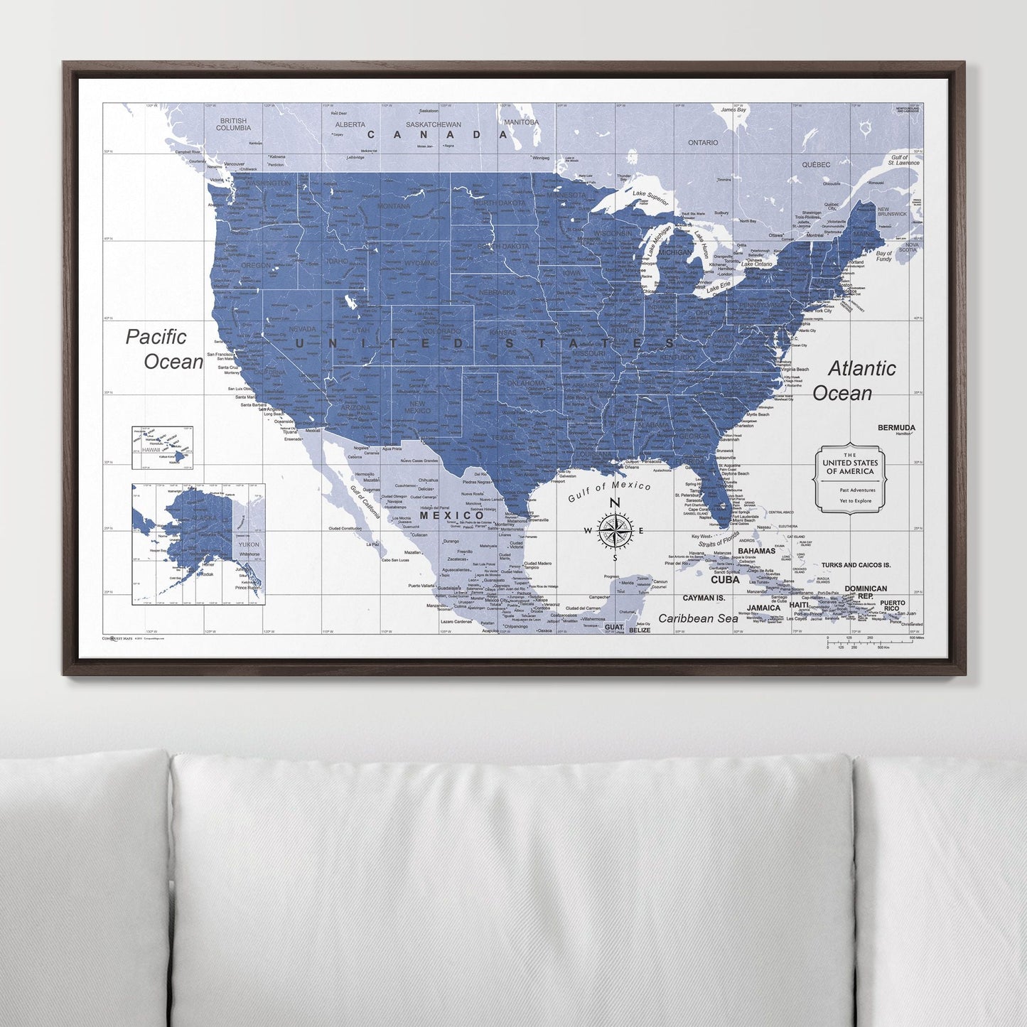 Push Pin USA Map: Navy (Pins Included)