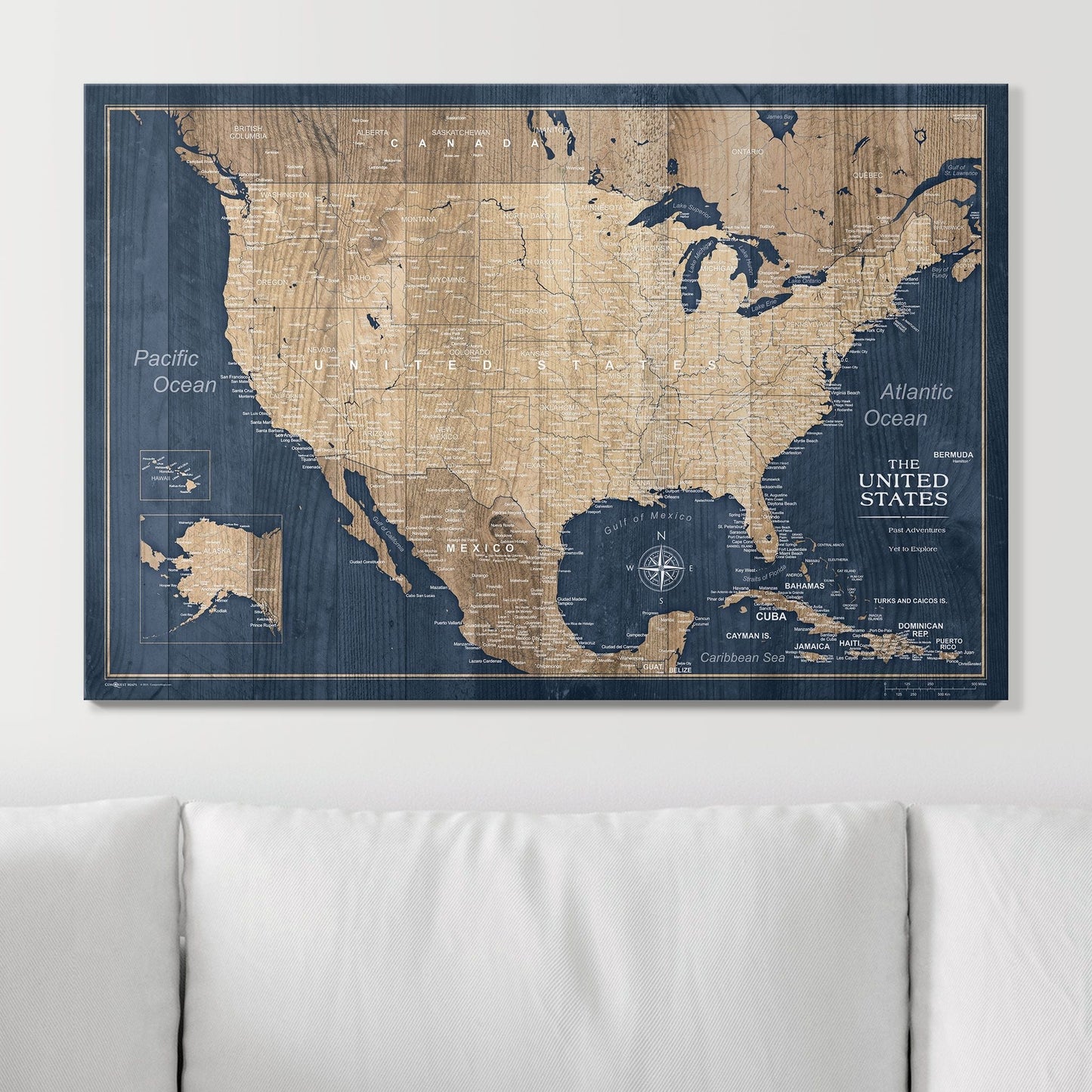 Push Pin USA Map: Deep Sea Drift (Pins Included)