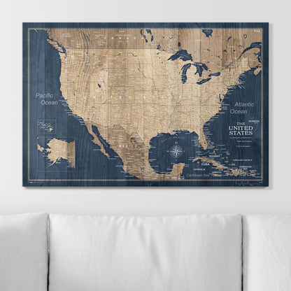 Push Pin USA Map: Deep Sea Drift (Pins Included)
