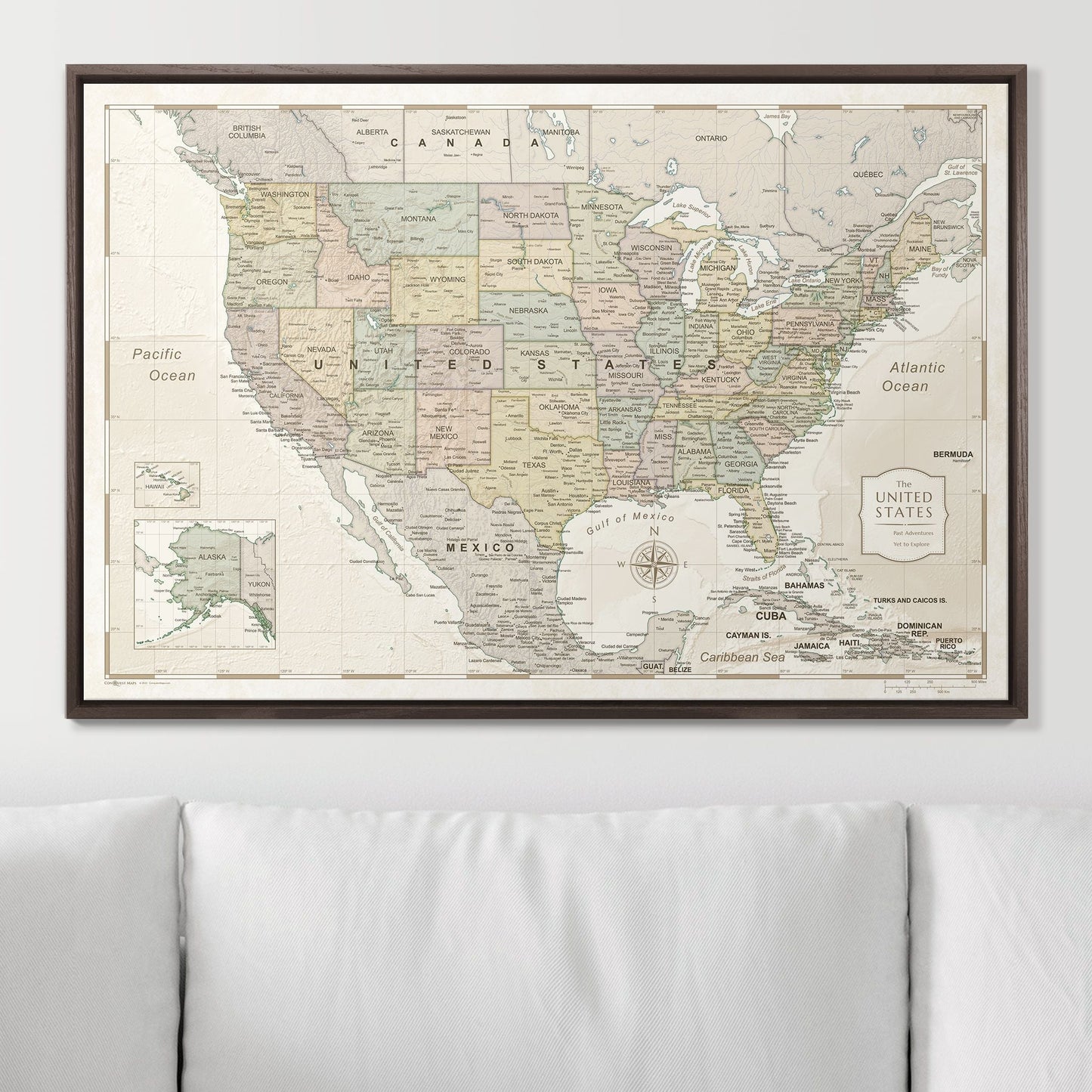 Push Pin USA Map: Desert Sunrise (Pins Included)