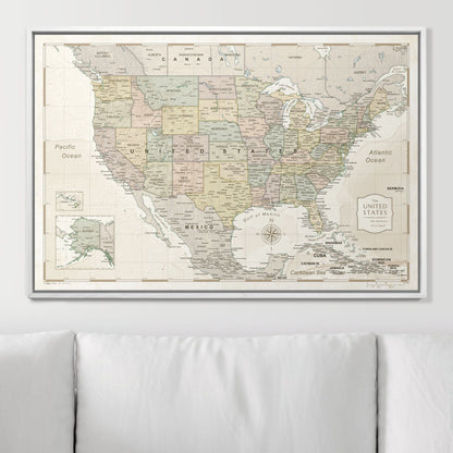 Push Pin USA Map: Desert Sunrise (Pins Included)