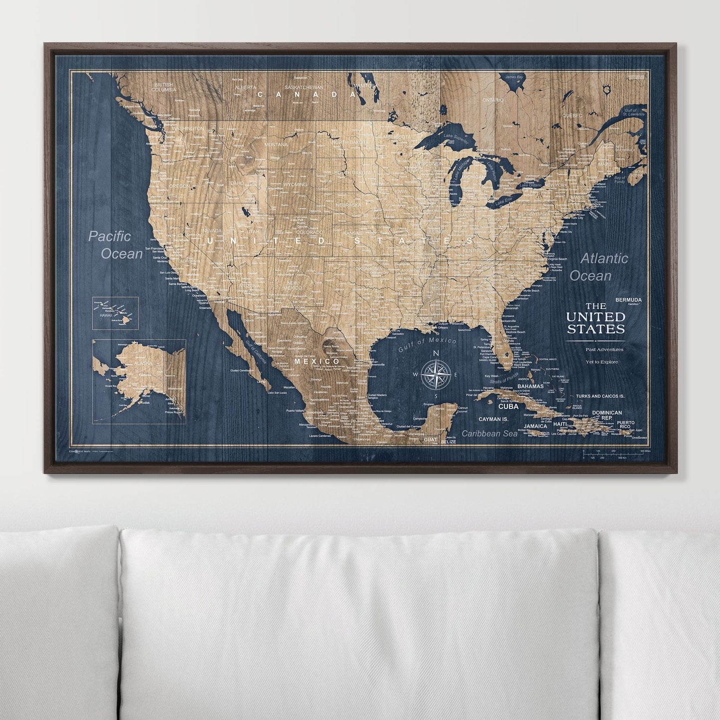 Push Pin USA Map: Deep Sea Drift (Pins Included)