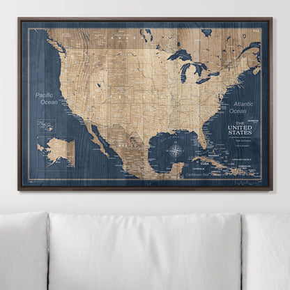 Push Pin USA Map: Deep Sea Drift (Pins Included)