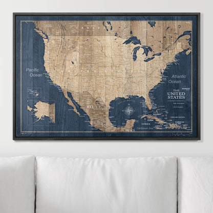 Push Pin USA Map: Deep Sea Drift (Pins Included)
