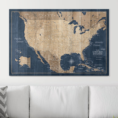 Push Pin USA Map: Deep Sea Drift (Pins Included)