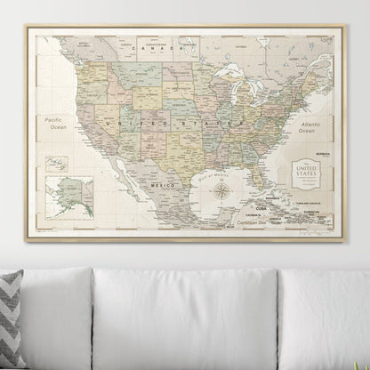 Push Pin USA Map: Desert Sunrise (Pins Included)