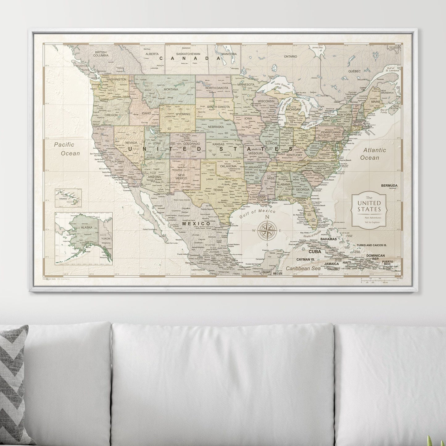 Push Pin USA Map: Desert Sunrise (Pins Included)