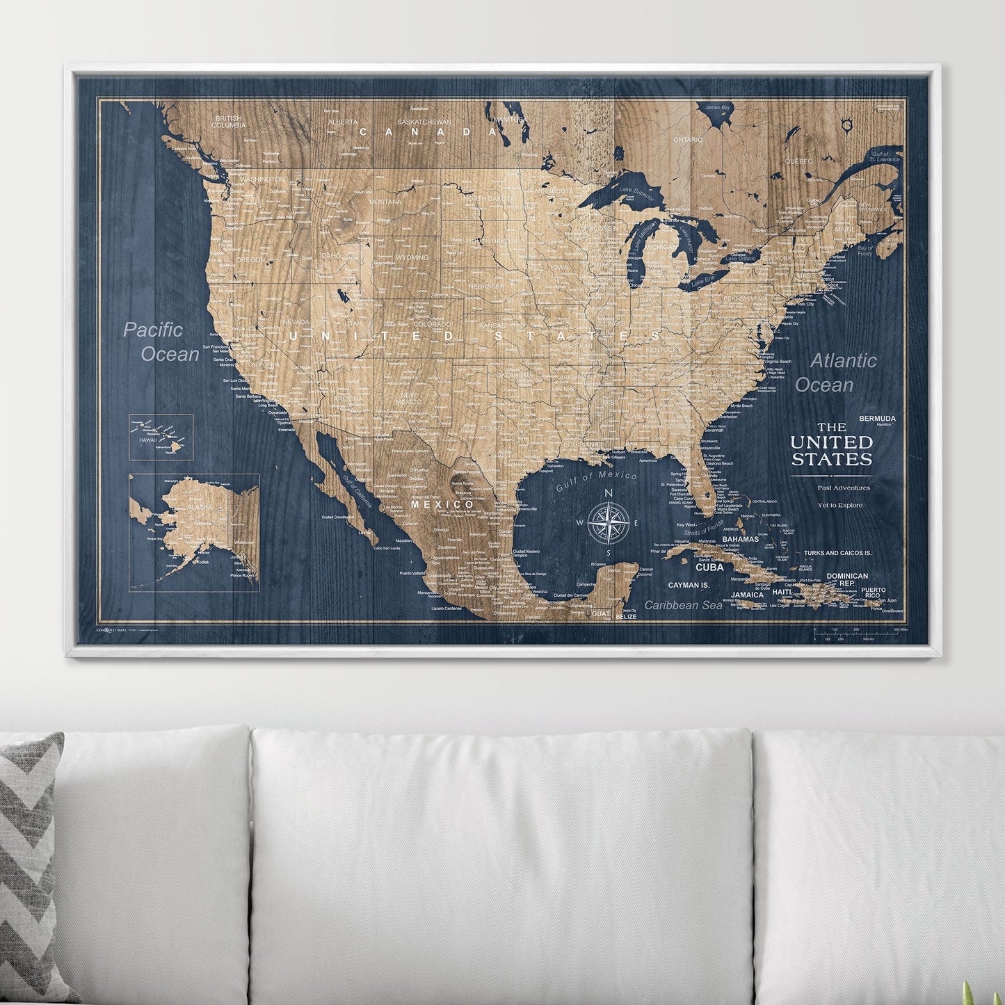 Push Pin USA Map: Deep Sea Drift (Pins Included)