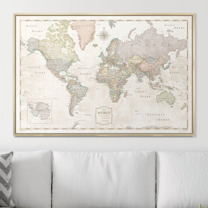 Push Pin World Map Pin Board - Desert Sunrise - Pins Included!