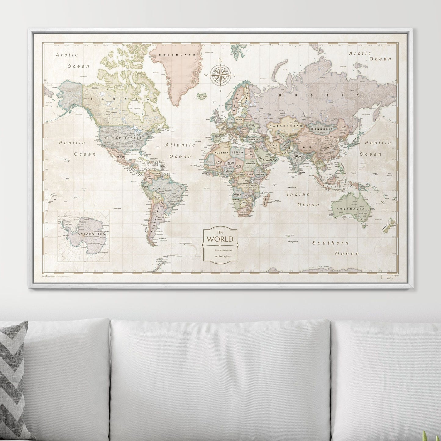 Push Pin World Map Pin Board - Desert Sunrise - Pins Included!