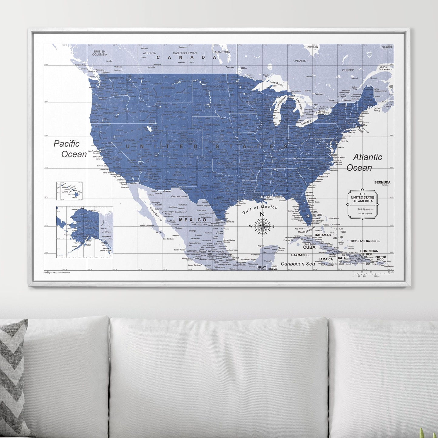 Push Pin USA Map: Navy (Pins Included)