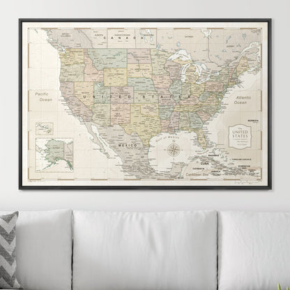 Push Pin USA Map: Desert Sunrise (Pins Included)
