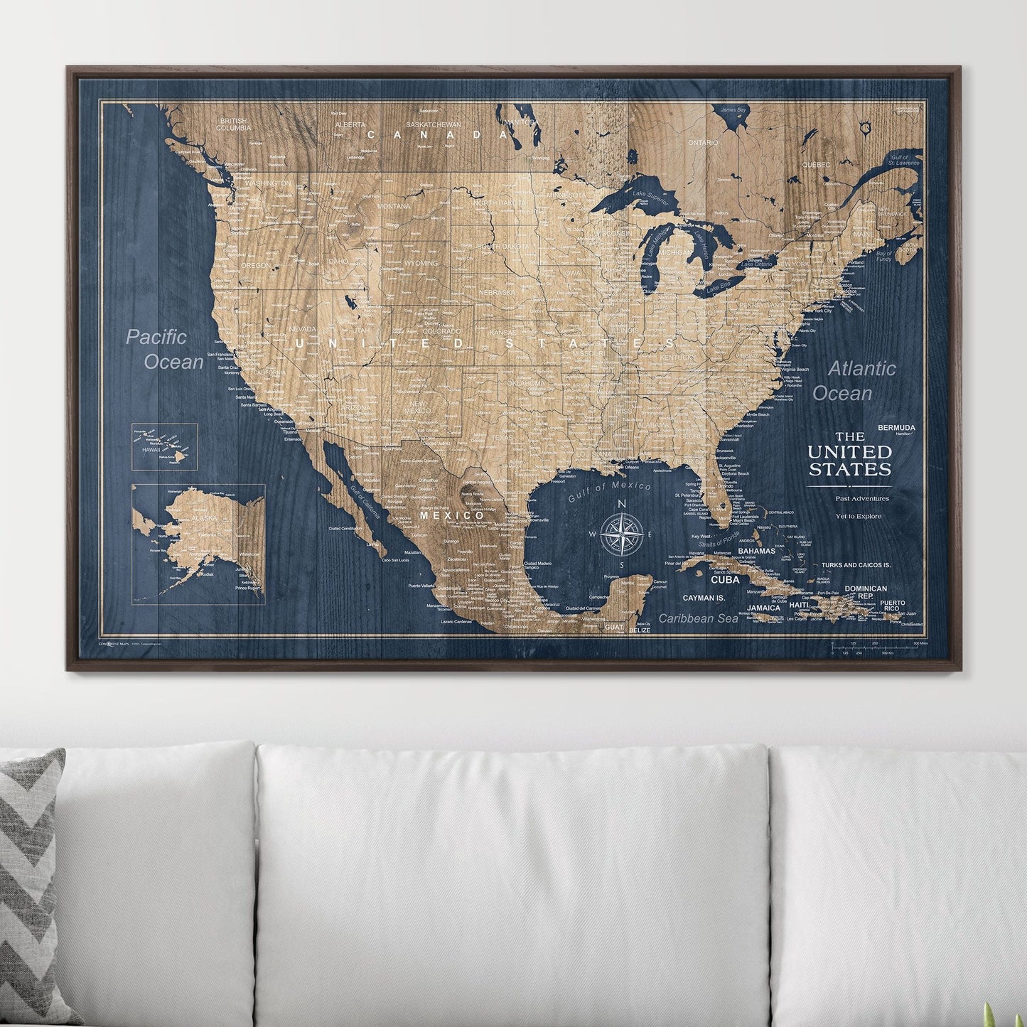 Push Pin USA Map: Deep Sea Drift (Pins Included)
