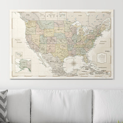 Push Pin USA Map: Desert Sunrise (Pins Included)