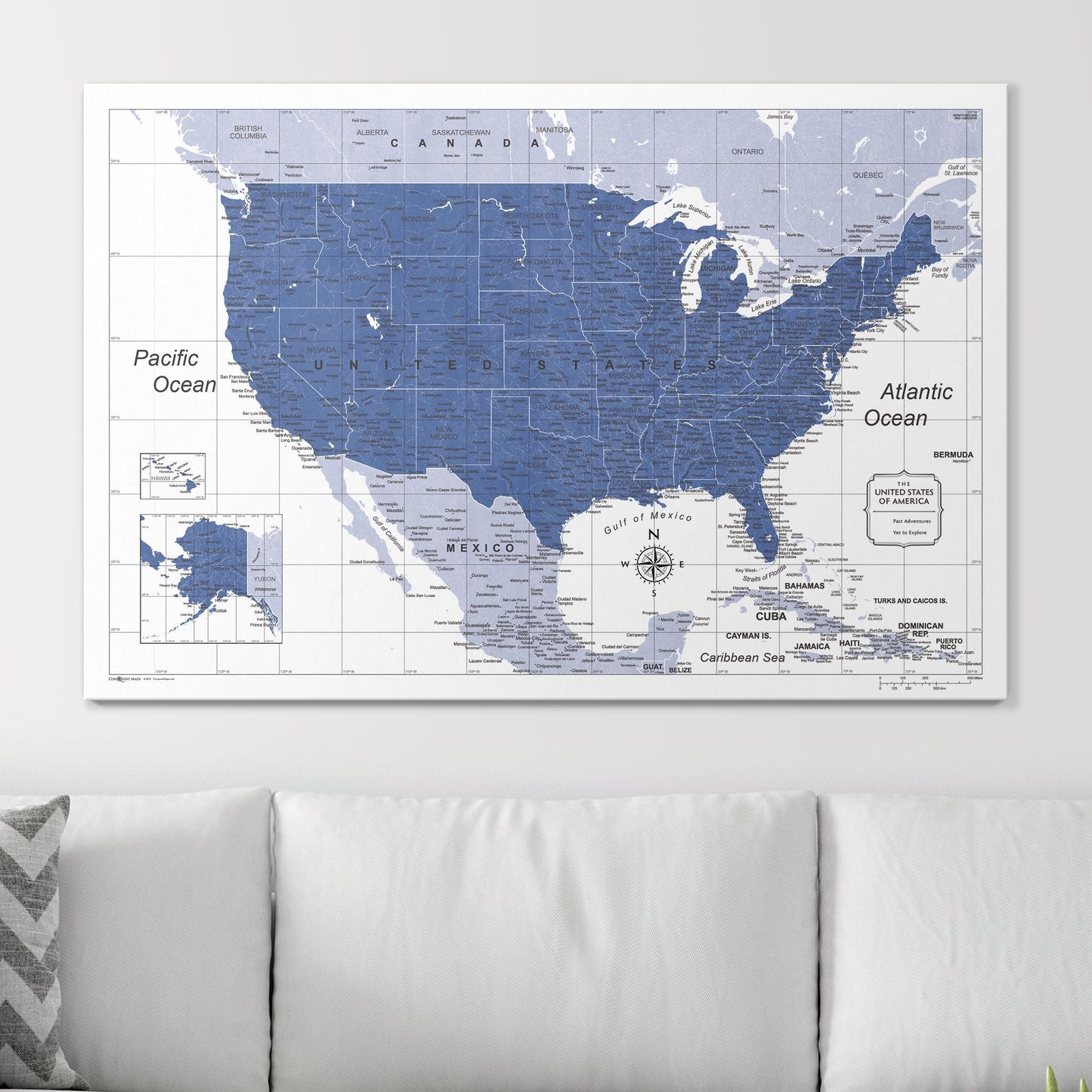 Push Pin USA Map: Navy (Pins Included)