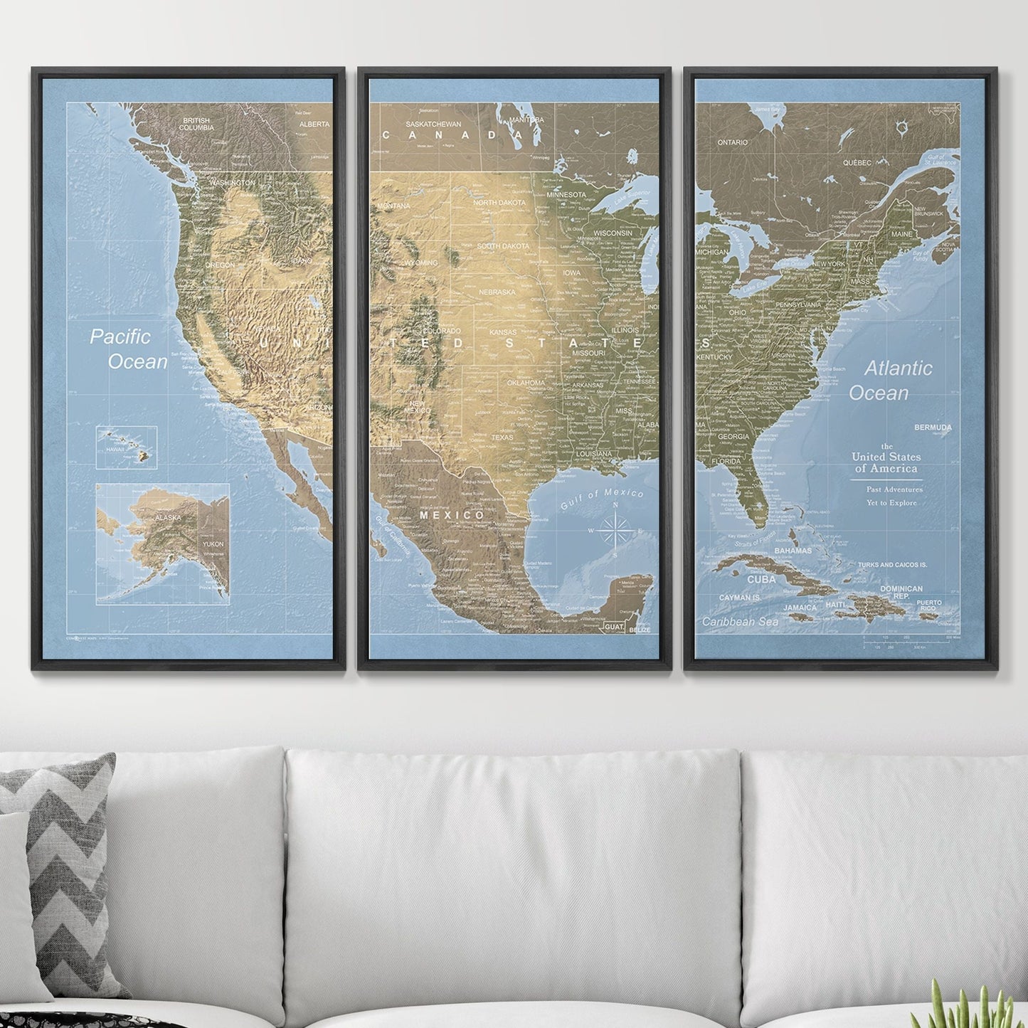 Push Pin USA Map: Natural Earth (Pins Included)
