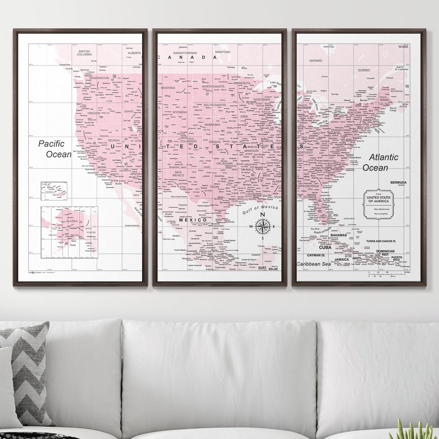 Push Pin USA Map: Pink (Pins Included)