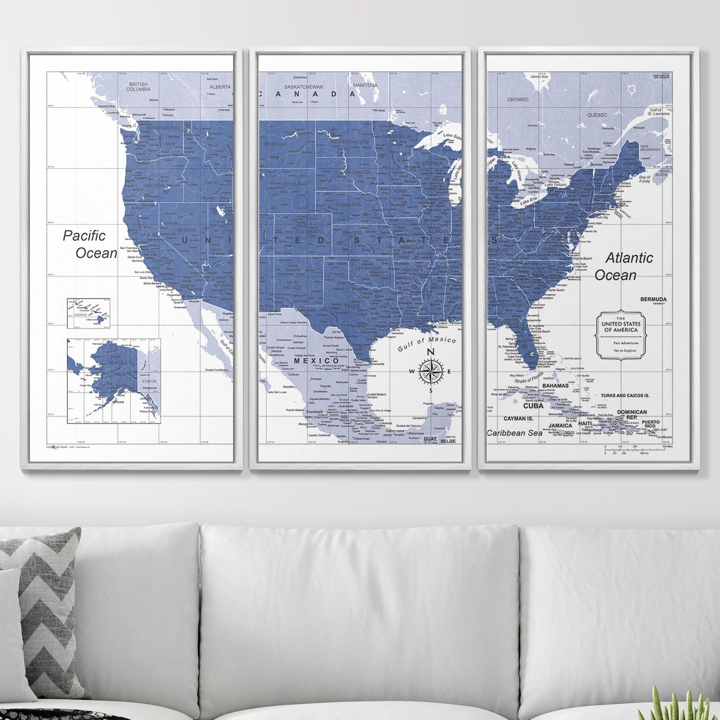 Push Pin USA Map: Navy (Pins Included)
