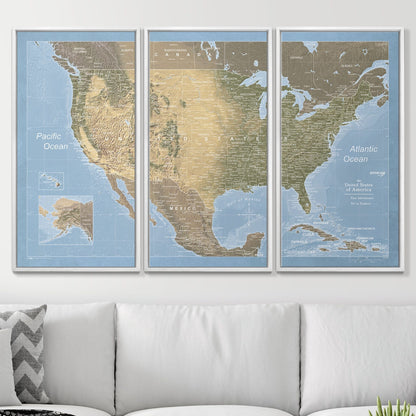 Push Pin USA Map: Natural Earth (Pins Included)