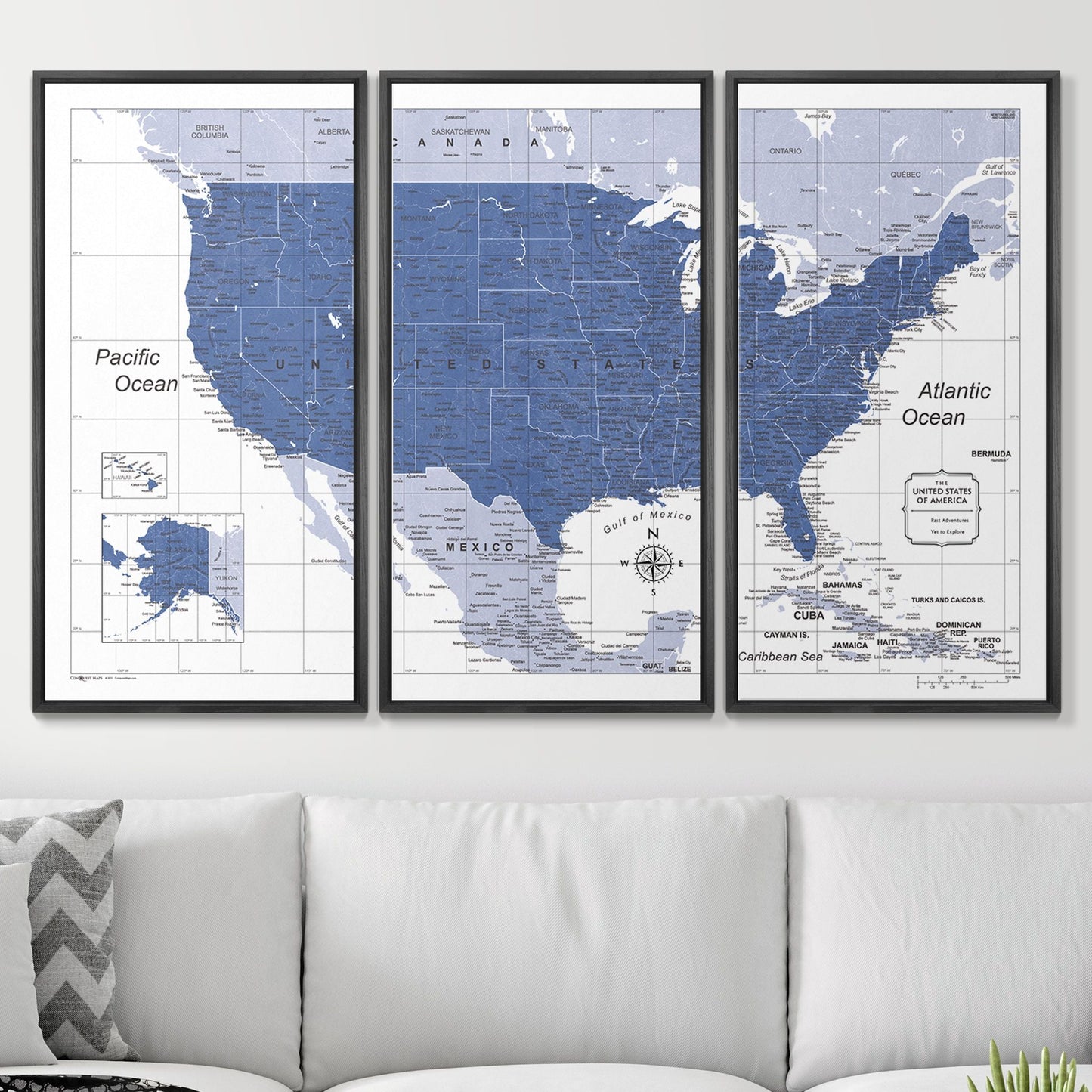 Push Pin USA Map: Navy (Pins Included)