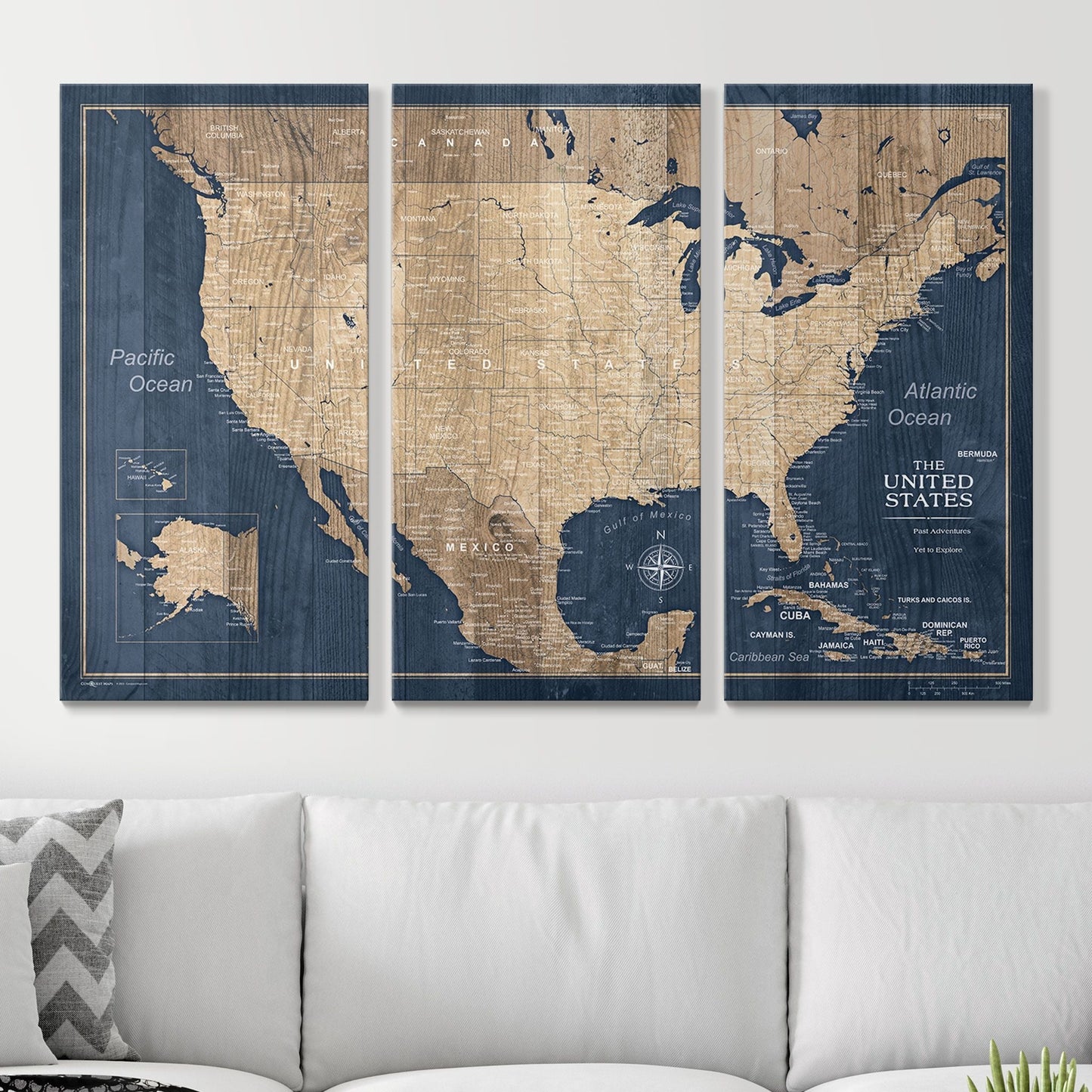 Push Pin USA Map: Deep Sea Drift (Pins Included)