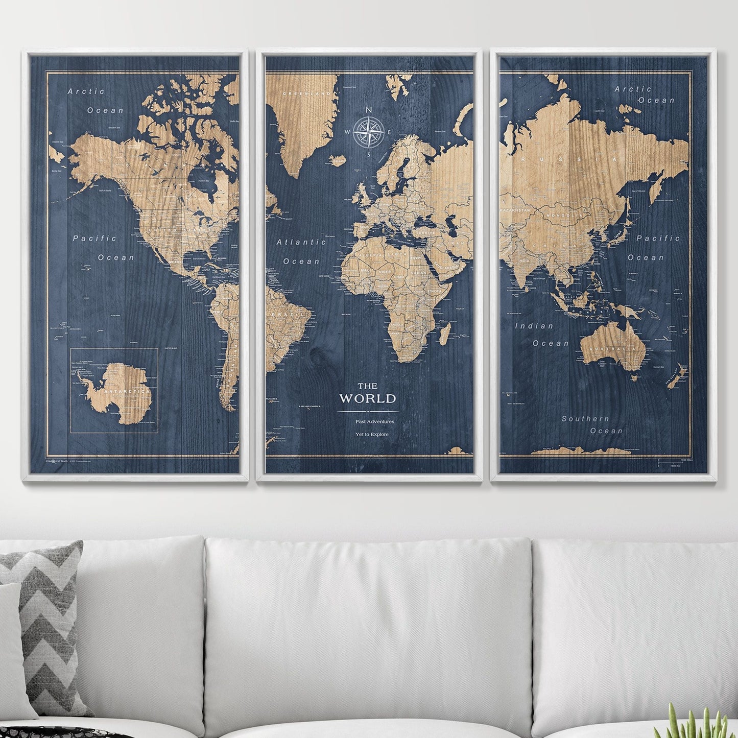 Push Pin World Map: Deep-Sea (Pins Included)