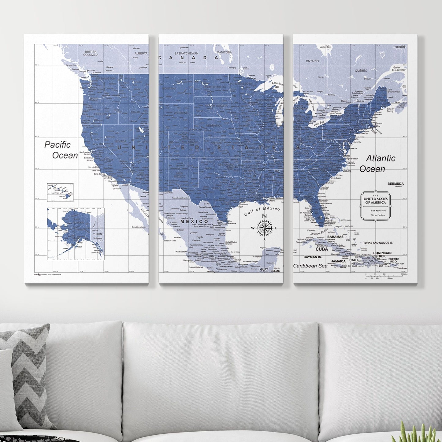 Push Pin USA Map: Navy (Pins Included)