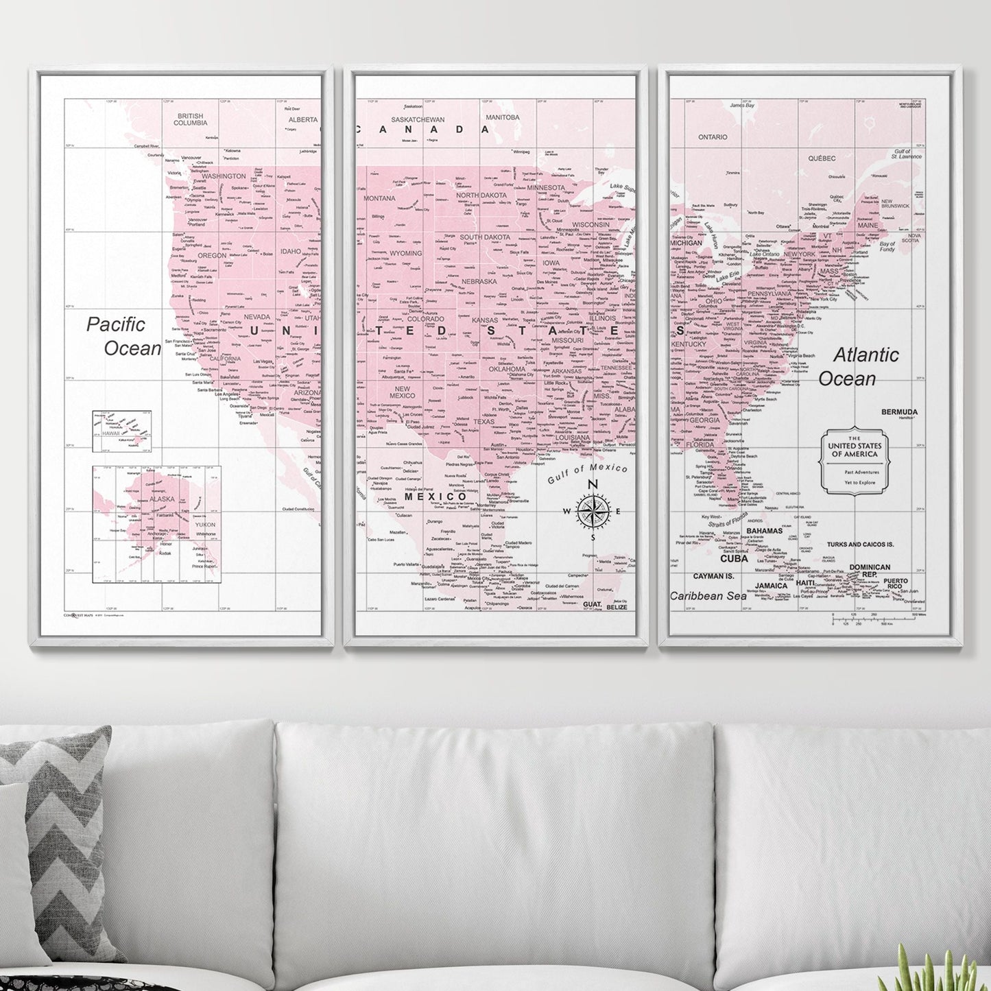 Push Pin USA Map: Pink (Pins Included)