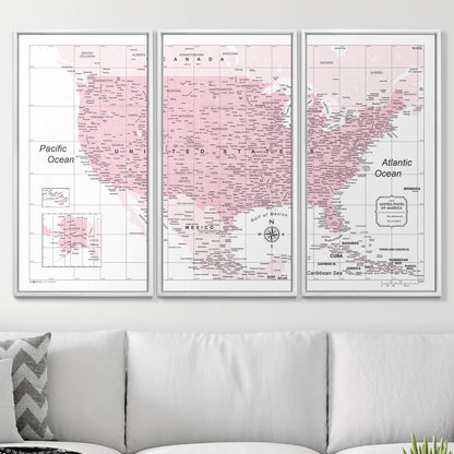 Push Pin USA Map: Pink (Pins Included)
