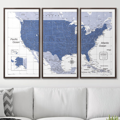Push Pin USA Map: Navy (Pins Included)