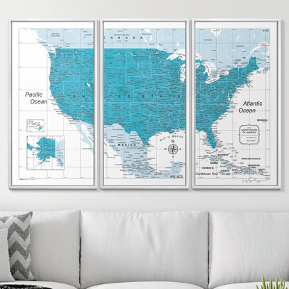 Push Pin USA Map: Teal (Pins Included)