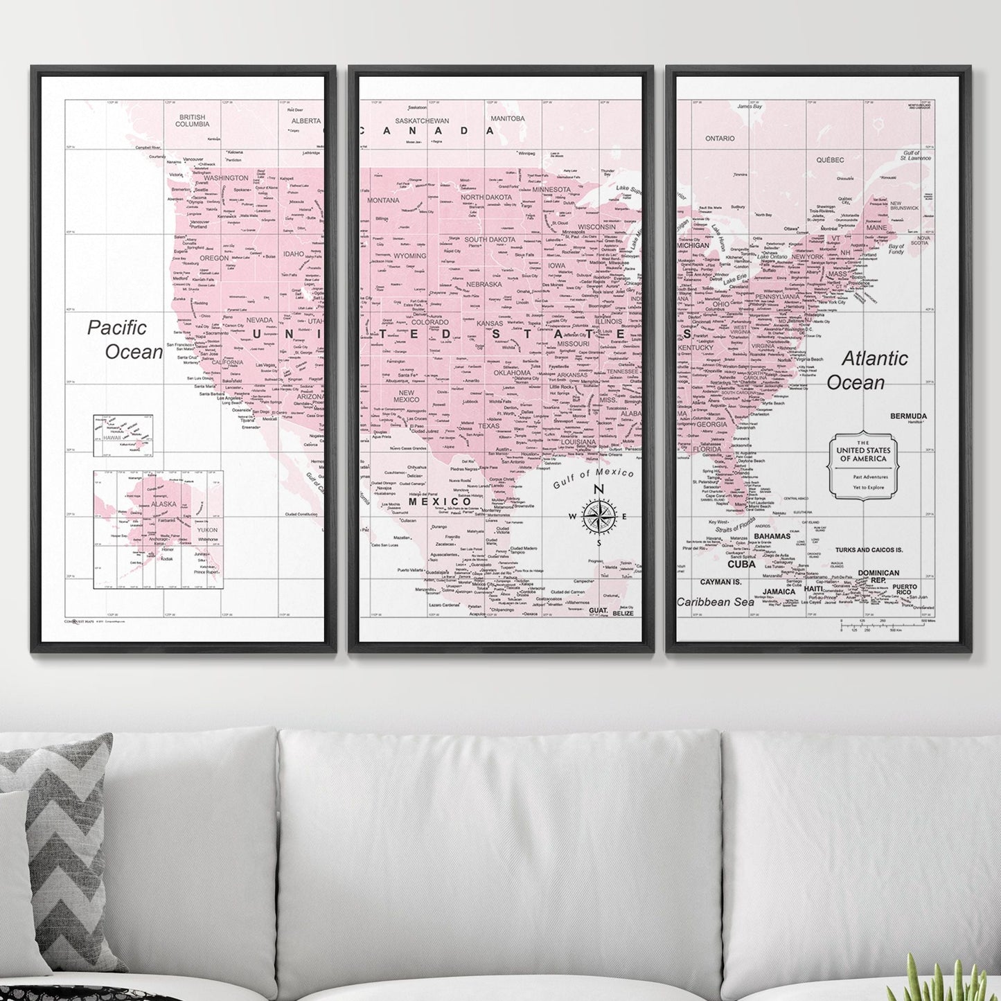 Push Pin USA Map: Pink (Pins Included)