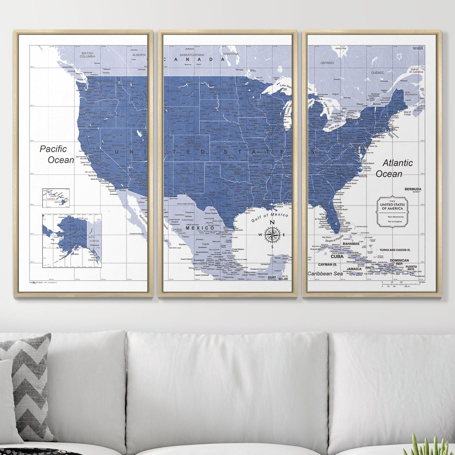 Push Pin USA Map: Navy (Pins Included)