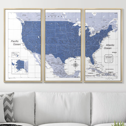 Push Pin USA Map: Navy (Pins Included)
