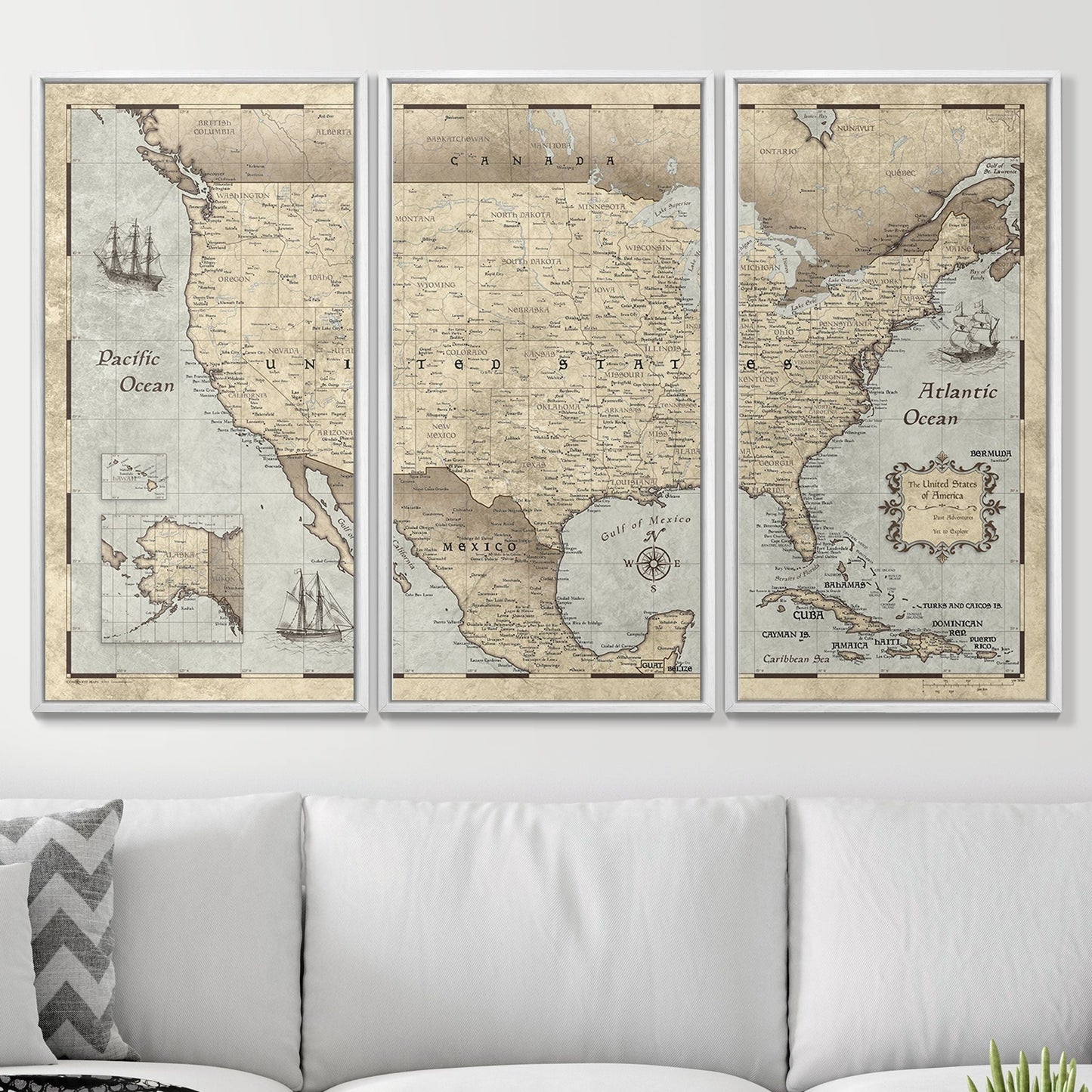 Push Pin USA Map: Rustic Vintage (Pins Included)