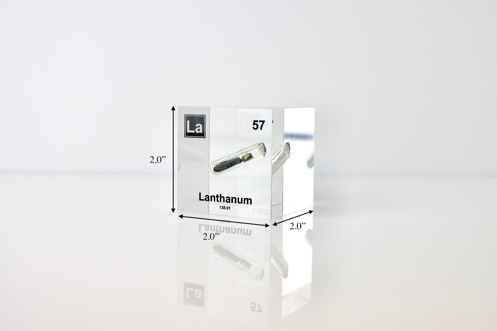 Lanthanum Element Cube - 2" Acrylic Display - Atomic Number 57