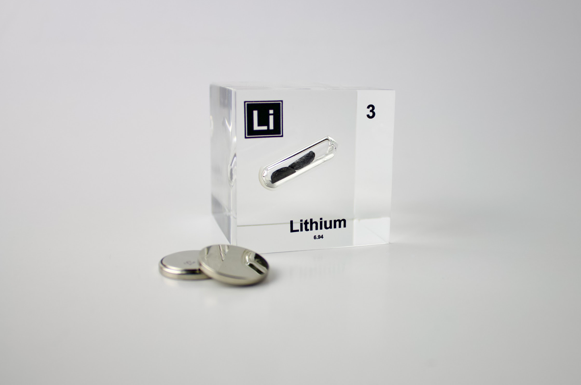 Lithium Element Cube - 2" Acrylic Display - Atomic Number 3