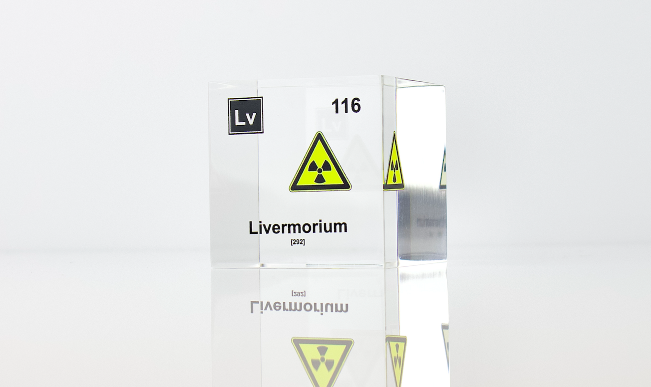 Livermorium Element Cube - 2" Acrylic Display - Atomic Number 116