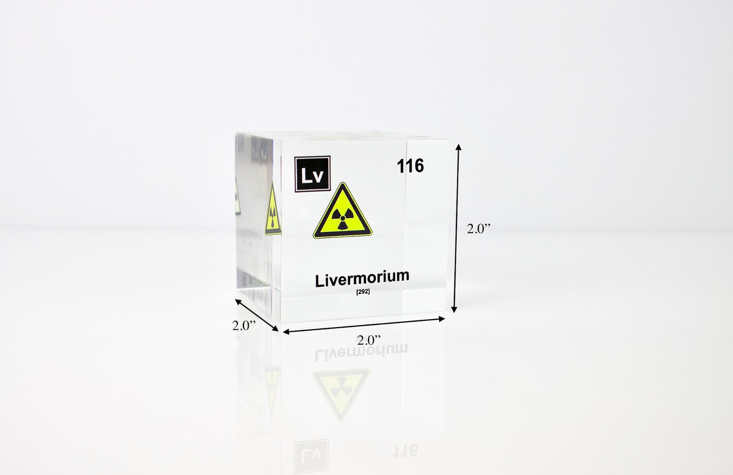 Livermorium Element Cube - 2" Acrylic Display - Atomic Number 116
