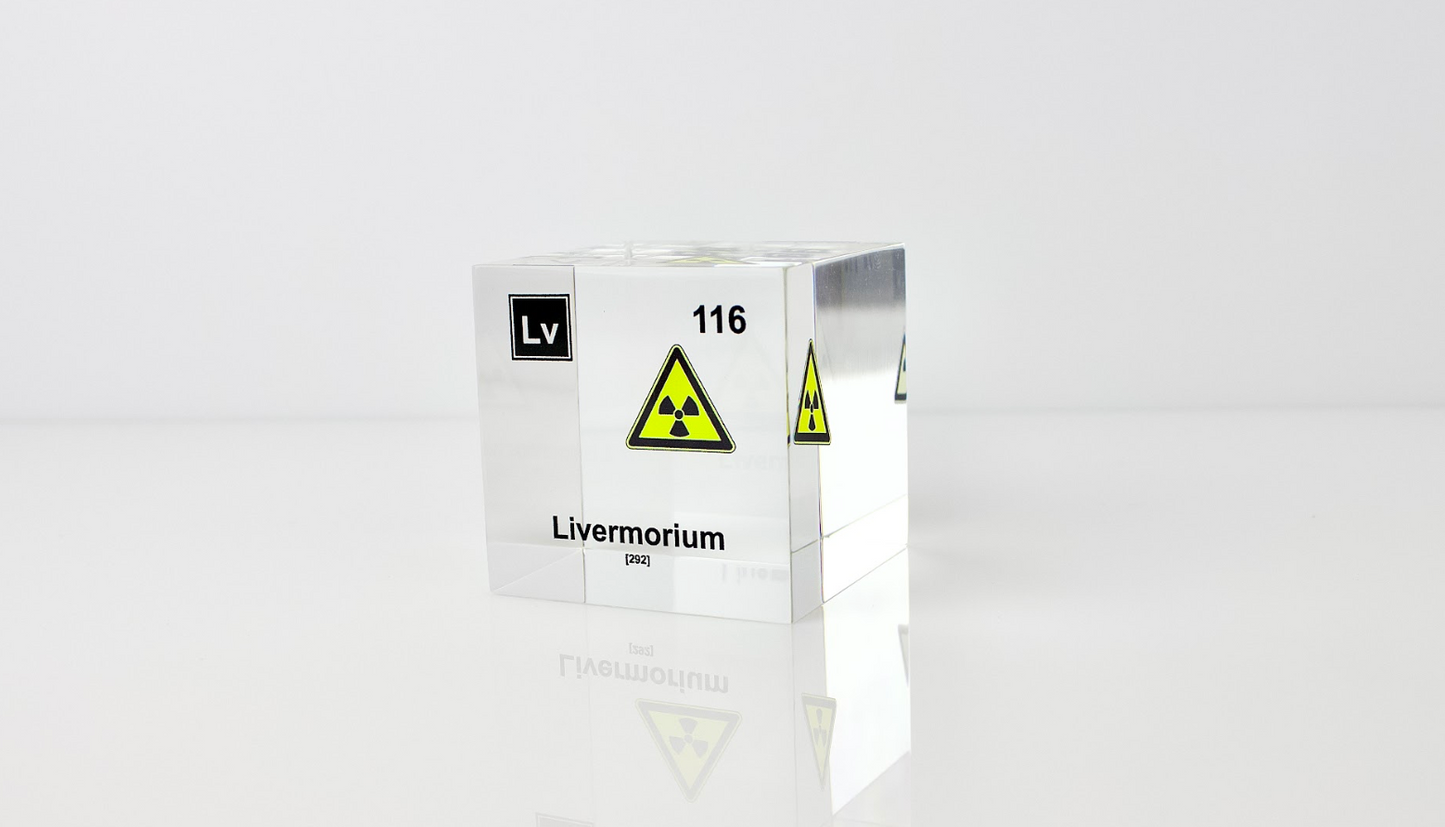 Livermorium Element Cube - 2" Acrylic Display - Atomic Number 116