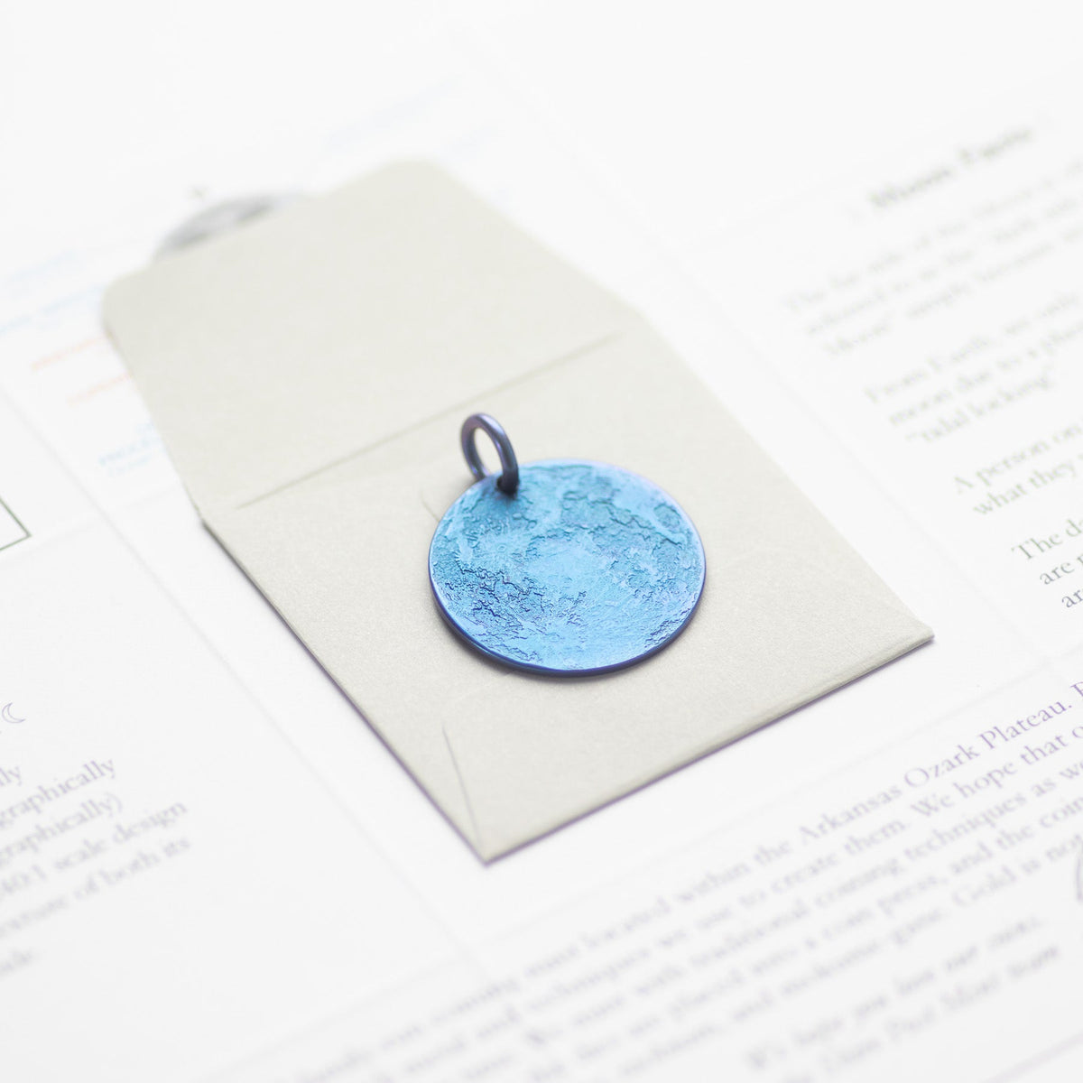 Blue Moon Necklace - 1 in. Anodized Niobium Charm or Pendant