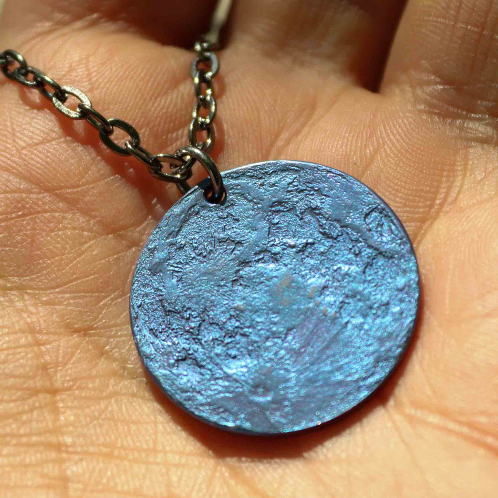 Blue Moon Necklace - 1 in. Anodized Niobium Charm or Pendant