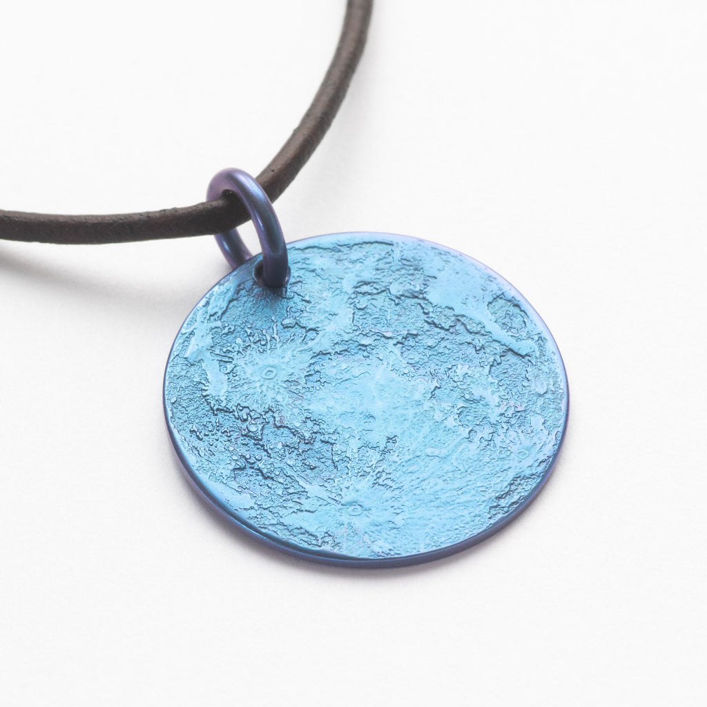 Blue Moon Necklace - 1 in. Anodized Niobium Charm or Pendant