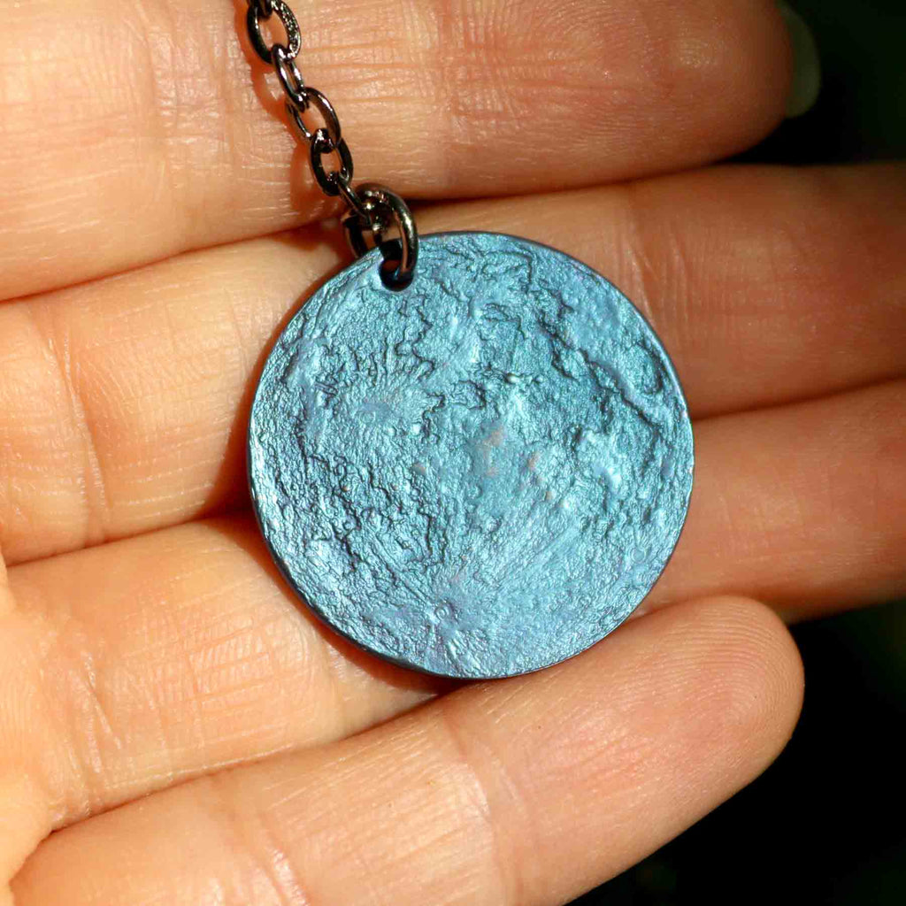 Blue Moon Necklace - 1 in. Anodized Niobium Charm or Pendant