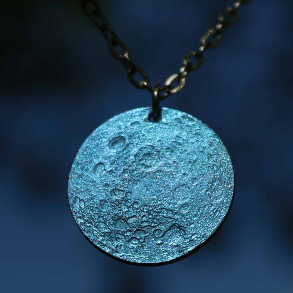 Blue Moon Necklace - 1 in. Anodized Niobium Charm or Pendant