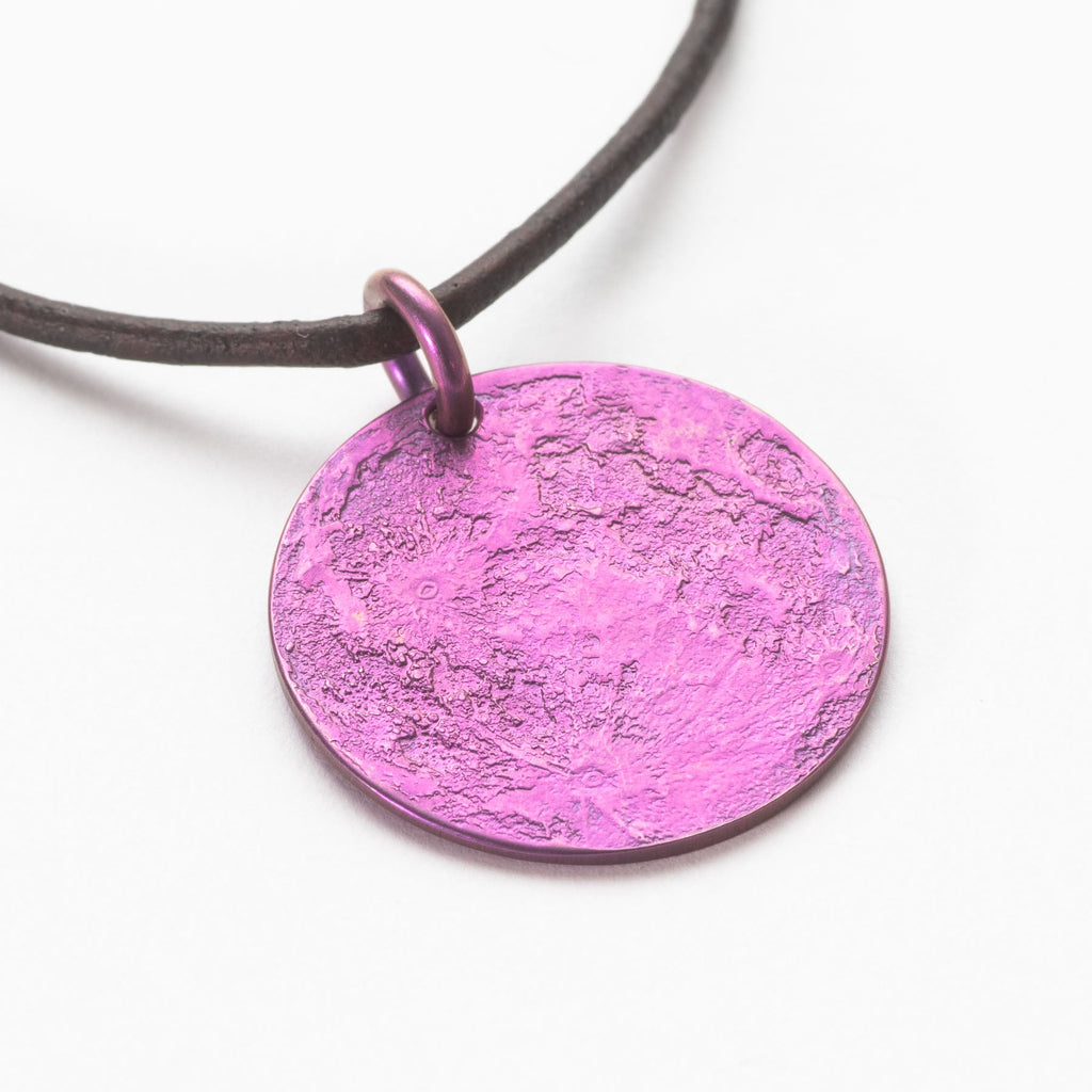 Purple Moon Necklace - 1 in / 26 mm Anodized Niobium Charm or Necklace