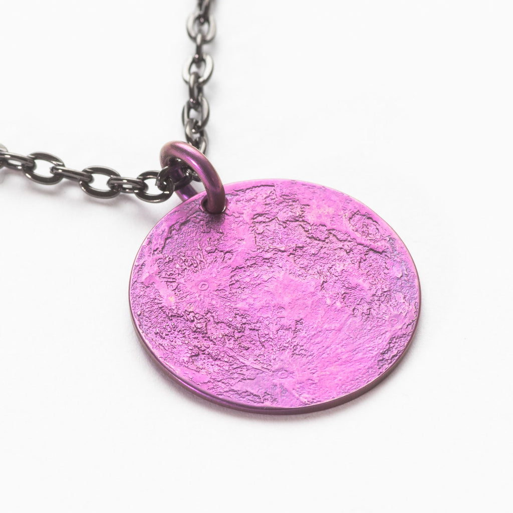 Purple Moon Necklace - 1 in / 26 mm Anodized Niobium Charm or Necklace