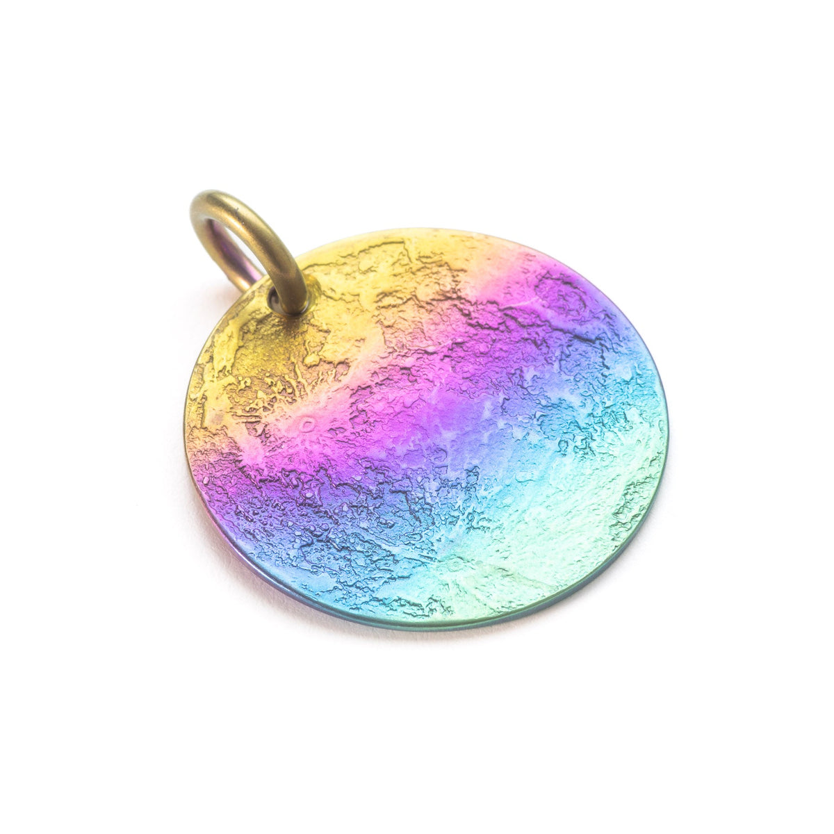 Rainbow Moon Necklace - 1 in / 26 mm Multicolored Anodized Niobium Pendant or Charm