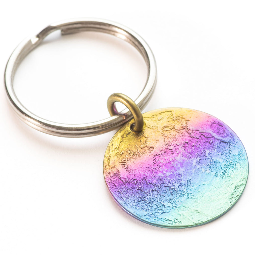 Rainbow Moon Necklace - 1 in / 26 mm Multicolored Anodized Niobium Pendant or Charm